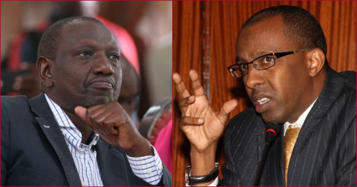 Collaged photos of President William Ruto and lawyer Ahmednasir Abdullahi.